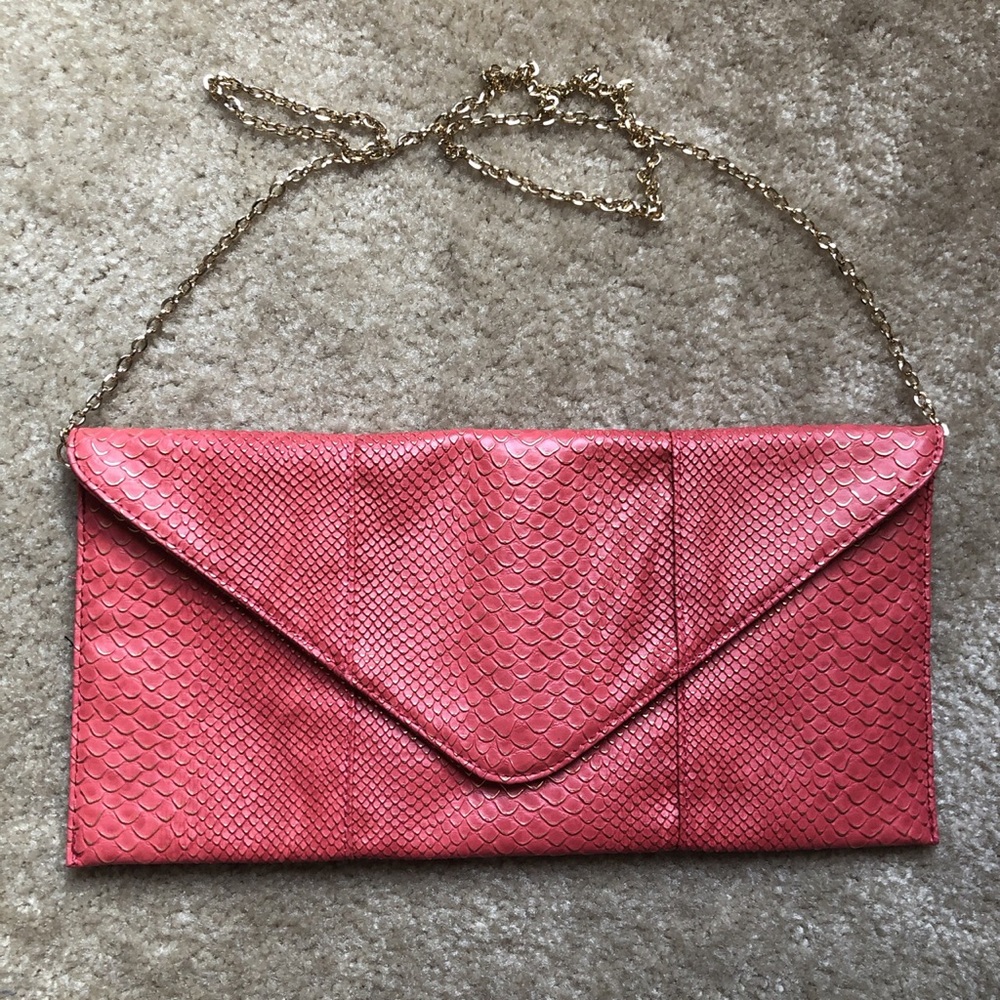 Pink and gold clutch
